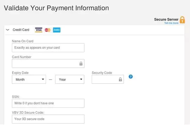 Figure 2 – A phishing page masquerading as a validation page to harvest credit card