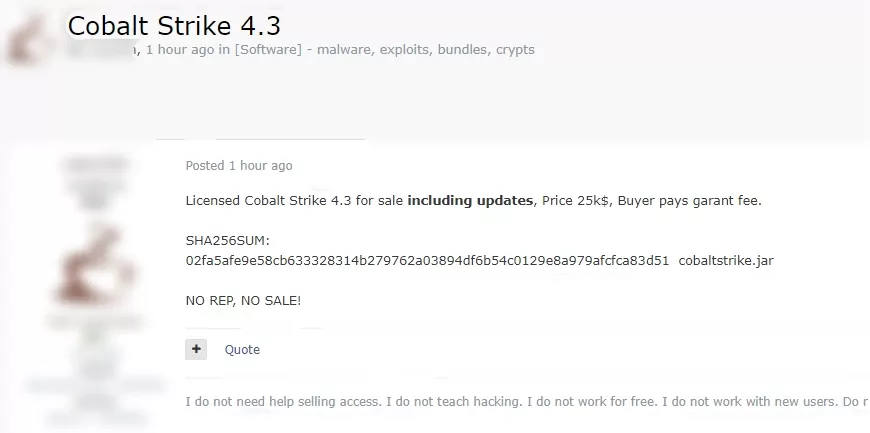 On March 9, 2021, the actor attempted to sell the license for new edition of Cobalt