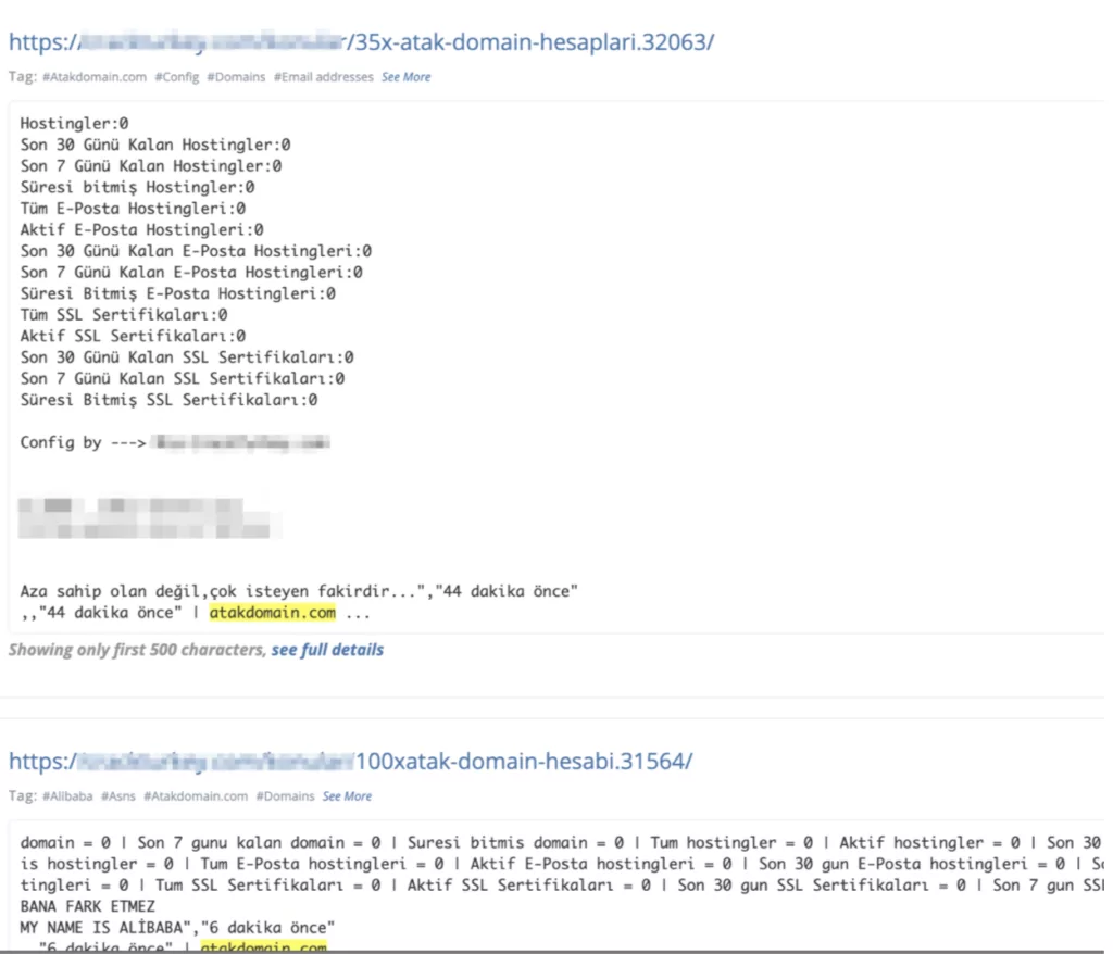 Figure 4 – Atakdomain customer information shared on the forums on February 16-17, 2021