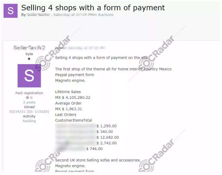 On April 3, 2021, 4 unauthorized network accesses are on sale allegedly belonging to 4