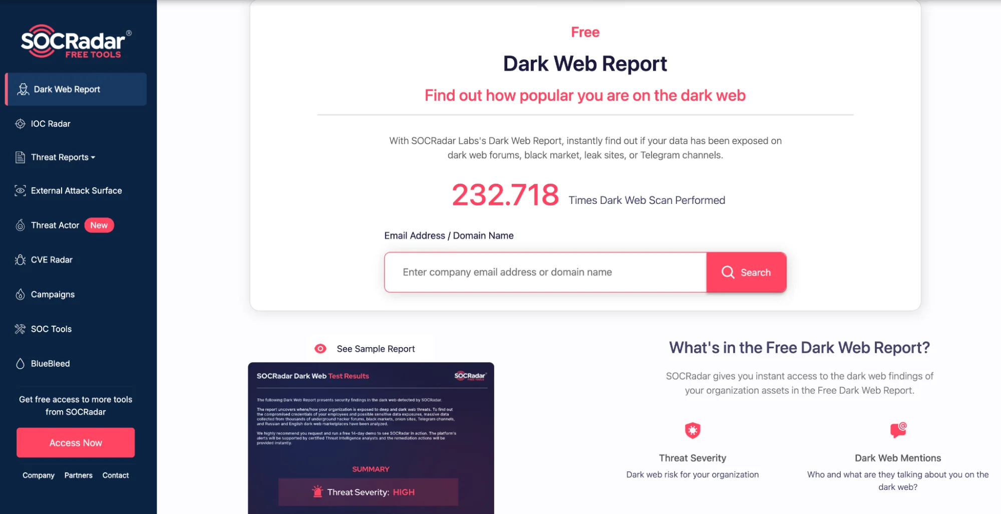 SOCRadar Labs Free Dark Web Report
