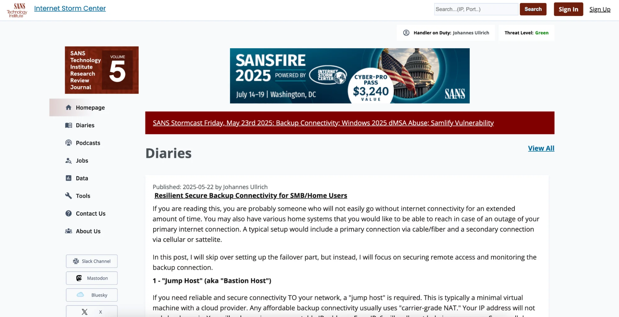 SANS Internet Storm Center (ISC)
