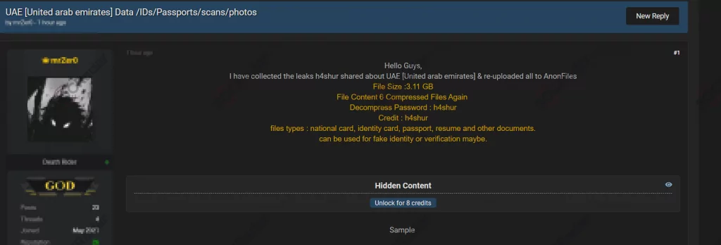 On June 14, 2021, on a dark web forum monitored by SOCRadar, a dark web vendor put a