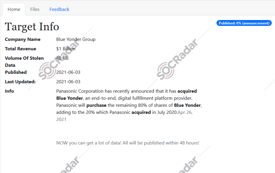On June 3, 2021, on the Xing ransomware group website, SOCRadar detected a post allegedly