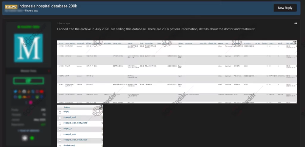 On June 2, 2021, on a dark web forum monitored by SOCRadar, a vendor shared a database of