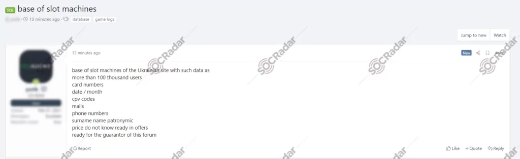 On May 25, 2021, a vendor posted a thread claiming to sell a customer database of a