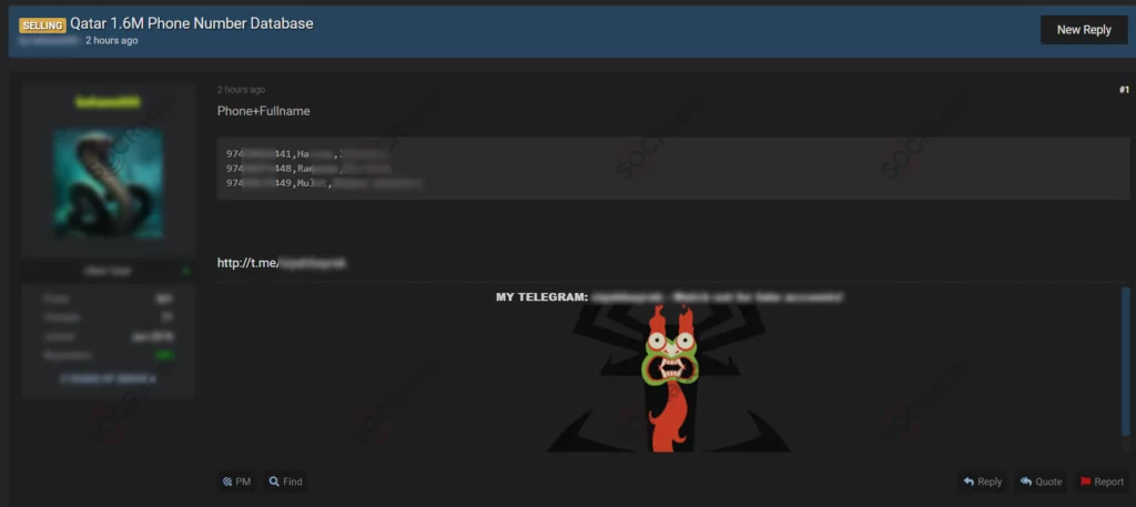 On May 15, 2021, a vendor posted a thread claiming to sell a cıstomer database of a