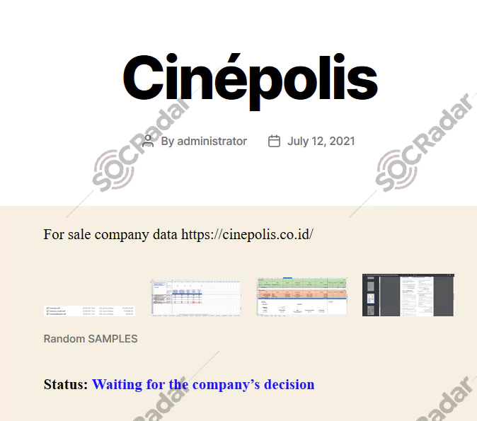 On July 12, 2021, SOCRadar detected a post allegedly announcing a ransomware attack that