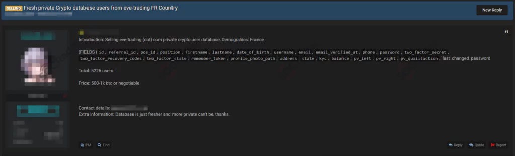 On October 12, a vendor claimed to have a customer database allegedly belonging to a