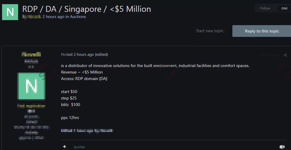 On October 13, on a dark web forum monitored by SOCRadar, a vendor attempted to sell