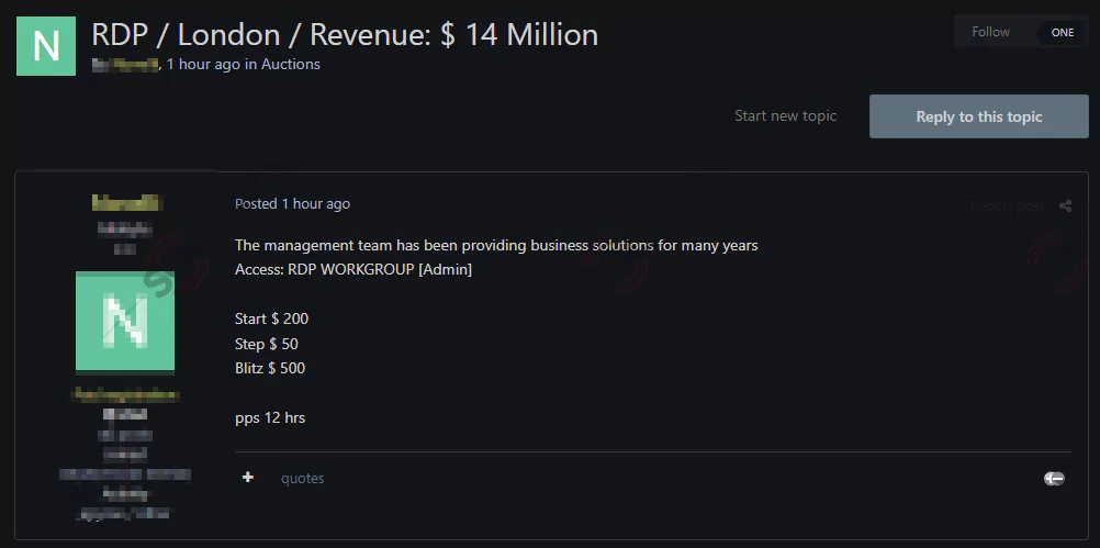 On October 6, on a dark web forum monitored by SOCRadar, a dark web vendor offered to