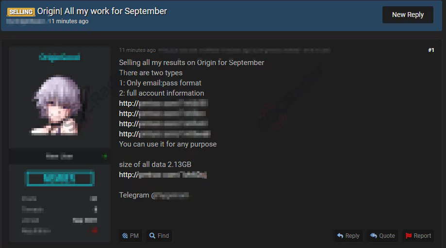 On October 9, a vendor claimed to have a user database allegedly belonging to a digital