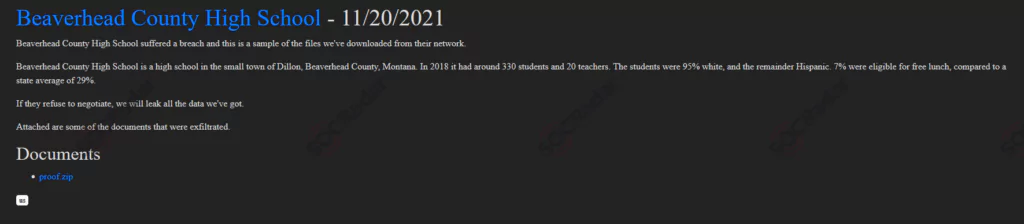 On November 20, SOCRadar detected a post allegedly announcing a ransomware attack that