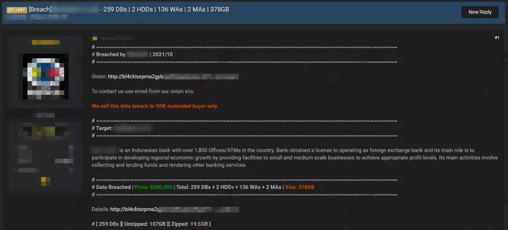 On the 20th of October, SOCRadar has detected an alleged customer database sale of an