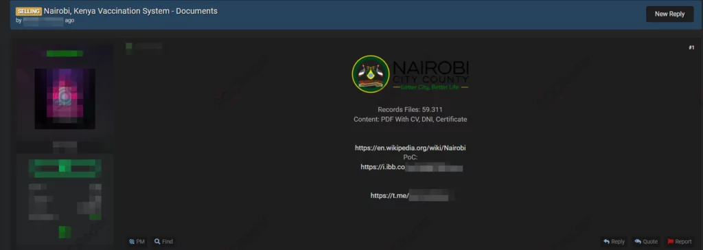 On January 6, a vendor claimed to have databases allegedly belonging to the vaccination
