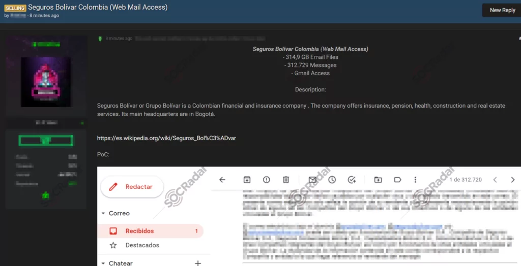On January 3, a dark web vendor attempted to sell unauthorized webmail access for an