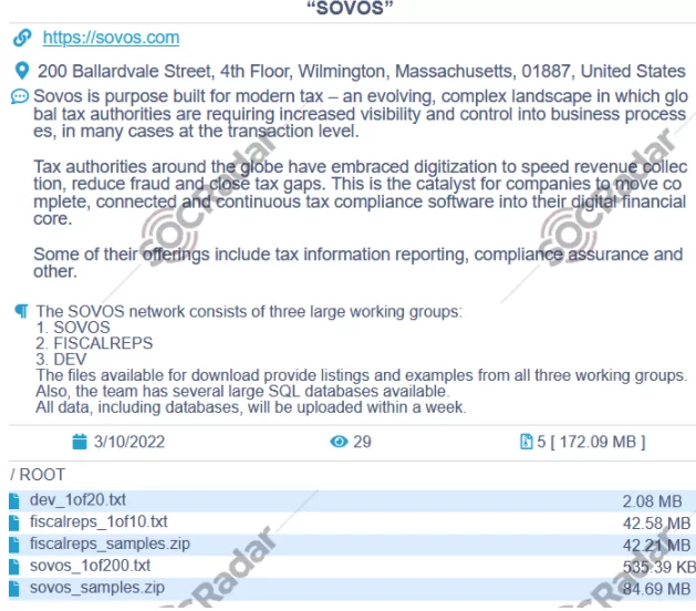 On March 10, a huge database of all working groups of a company was put up for sale on