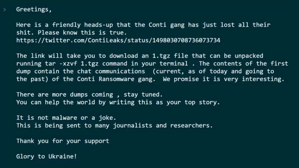 Conti Leaker’s message to the world