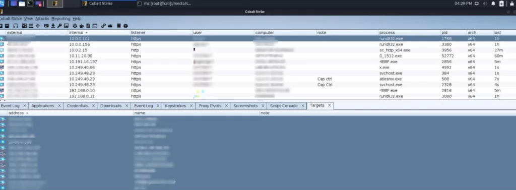 Screenshot from Conti’s Cobalt Strike panel