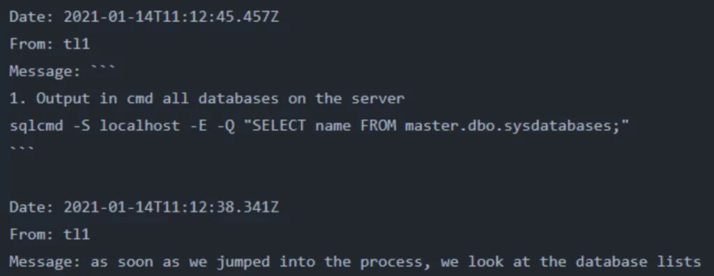 Screenshot showing Conti utilizes sqlcmd scripting