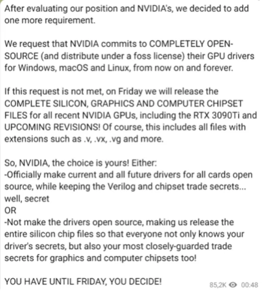 Lapsus demanding NVIDIA to open source their GPUs