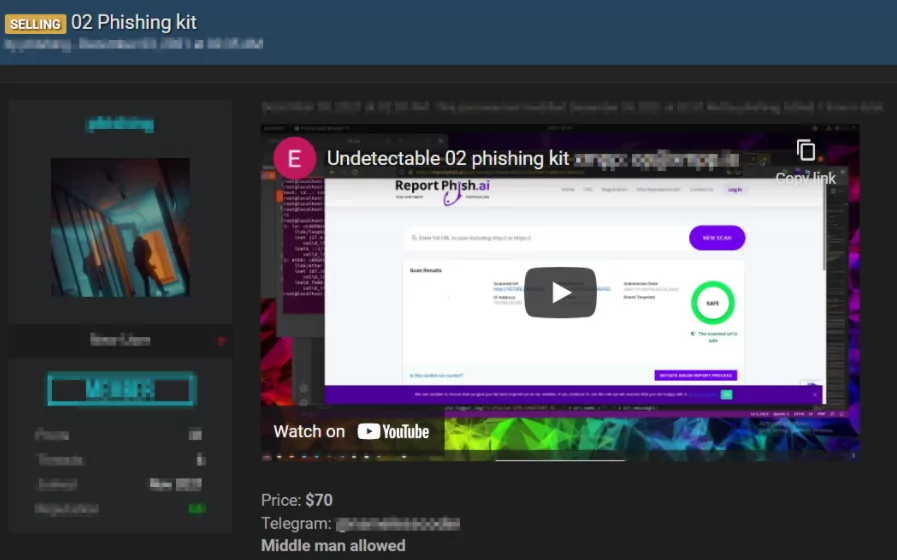 Threat actors are selling phishing kits at dark web black markets.