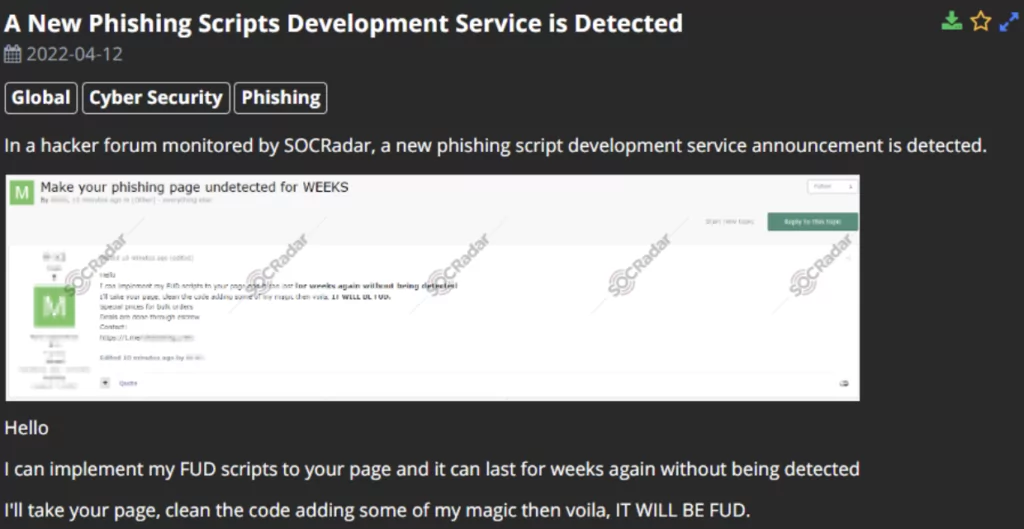 On April 12, a dark web forum monitored by SOCRadar, a dark web vendor, claimed to have