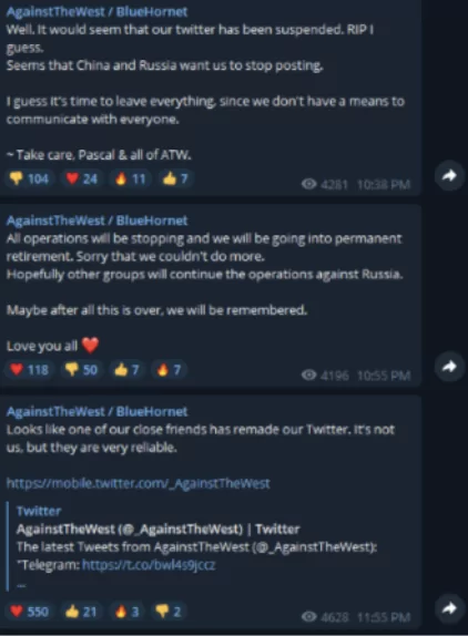 ATW/BH announcing they are quitting after their Twitter account gets suspended