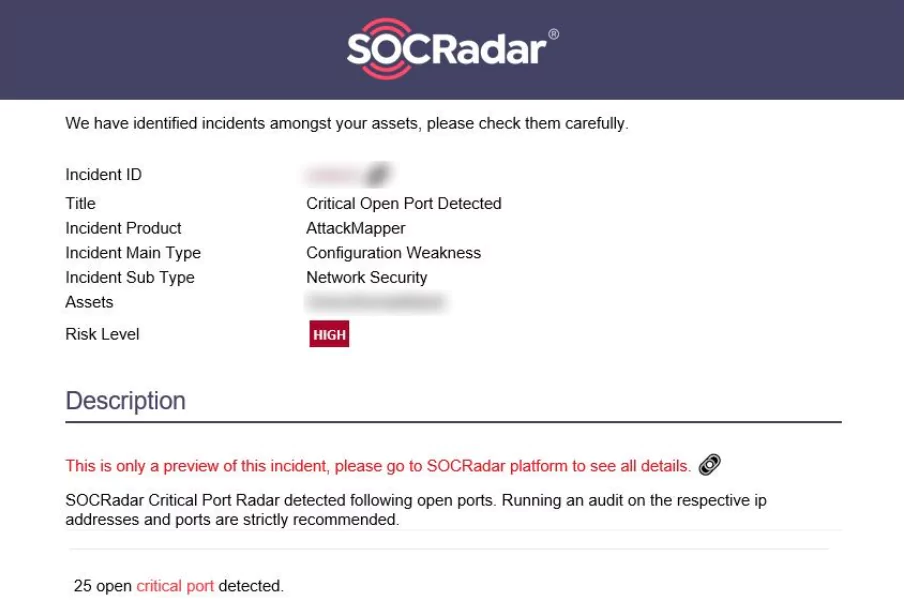 An example alert created by SOCRadar’s AttackMapper