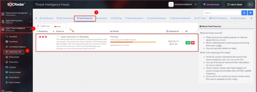 A screenshot taken from the SOCRadar platform.