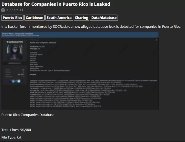 On 11st May 2022, an announcement was posted in a hacker forum that the SOCRadar keeps