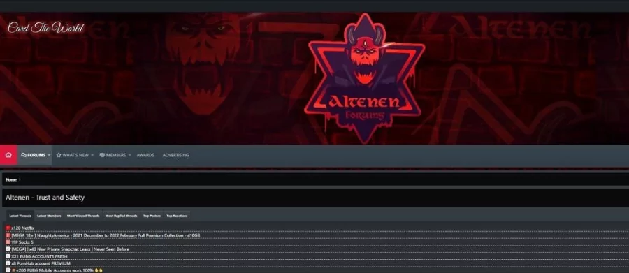 Altenen forum is a carding forum launched in 2008, gained popularity with