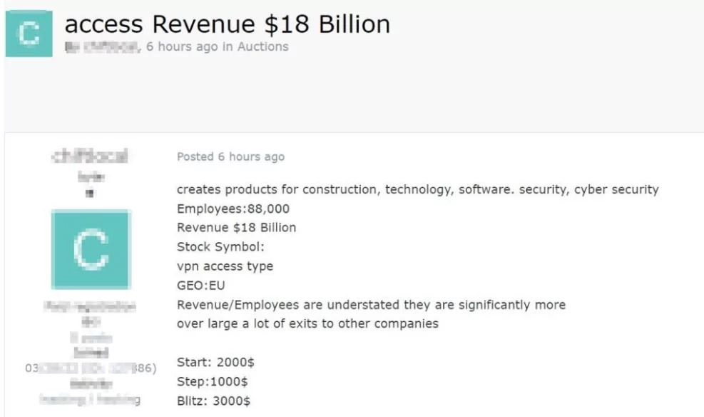 An example post from Exploit.in dark web forum.