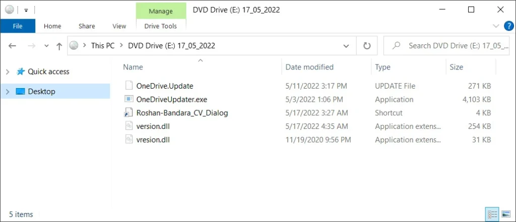 Malicious ISO file’s contents (Source: Bleeping Computer)