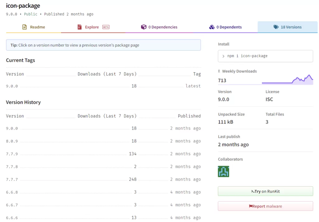 This package’s data exfiltration method uses the https://ionicio[.]com domain, a fake