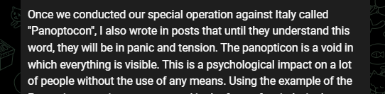 Killnet's statement on Panopticon operation