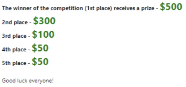 The prize pool for the first competition translated from Russian