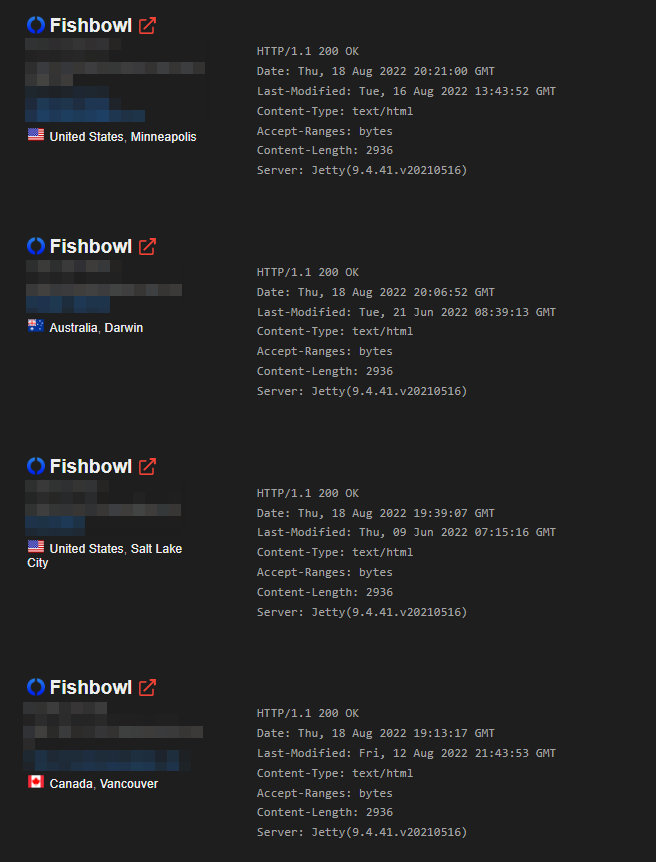 Fishbowl ports exposed on Shodan search