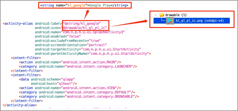 Malware using tags to change app icons and names