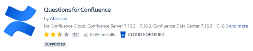 Confluence Servers enabled the Questions for Confluence app to be exposed to a