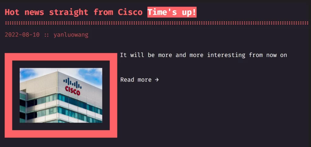 Yanluowang shared Cisco's profile on their leak site and claimed the attack.