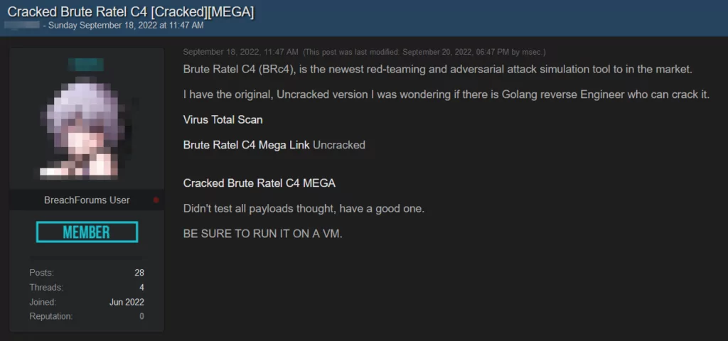 Post about cracked Brute Ratel