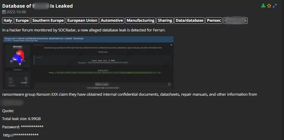 On 6 October, a hacker forum monitored by SOCRadar Analysts shared a 7GB database. The