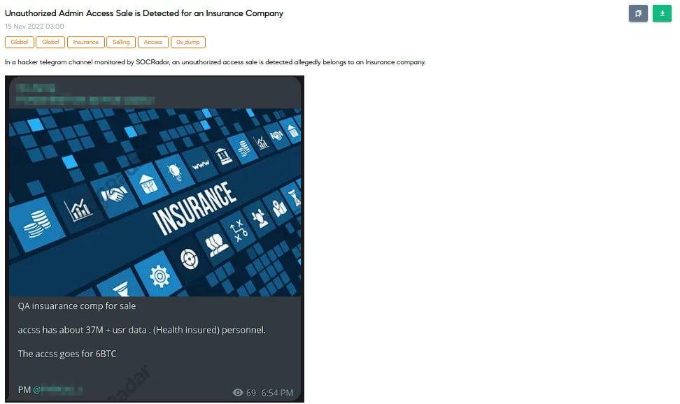 SOCRadar detected a new alleged authorized admin access sale post in a hacker forum on 15