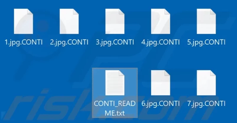 Conti ransomware changes all files' extensions as .CONTI