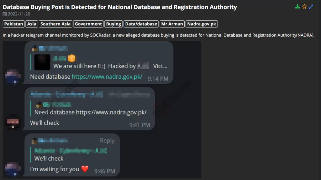 On 20 November, a Telegram channel monitored by SOCRadar witnessed an interesting