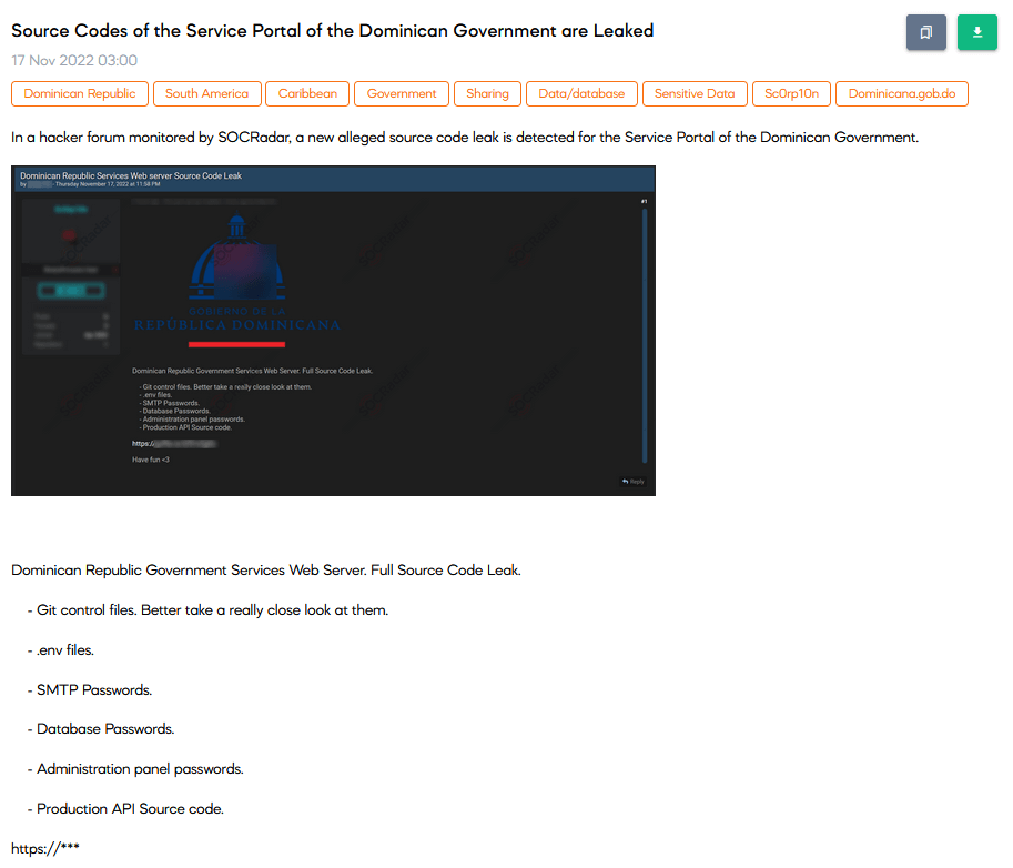 On 17 November, SOCRadar found a new post on a forum. The post allegedly shares the