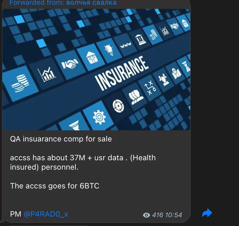 Another post from the hacker who sold the credentials for the Medibank breach in a Telegram channel.