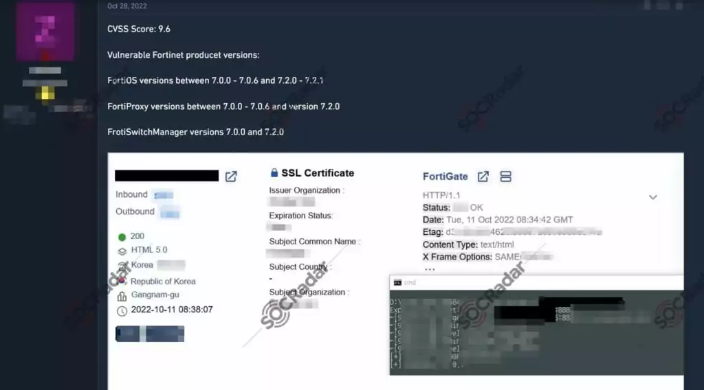 Exploit post for CVE-2022-40684 (Source: SOCRadar)