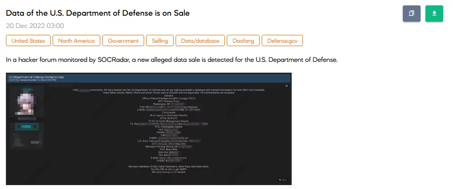 On 20 December, SOCRadar detected a data sale post on a hacker forum. Vendors of the